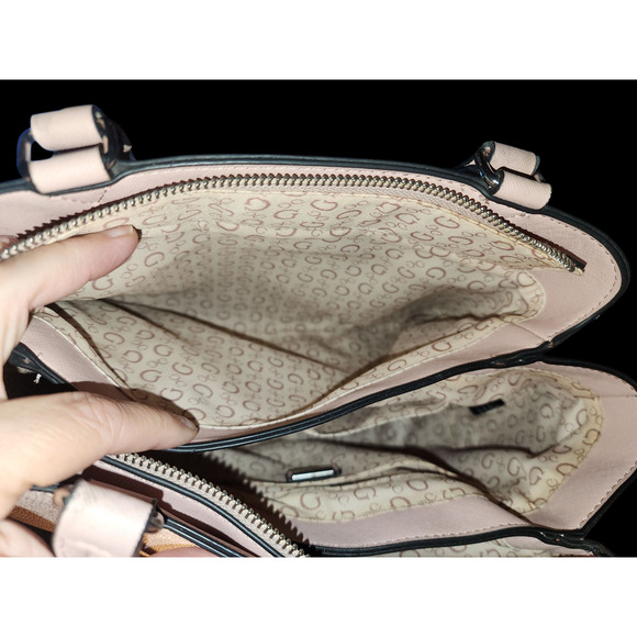 GUESS Tote Bag Handbag Classic Logo Print peach with coin purse - Picture 7 of 10